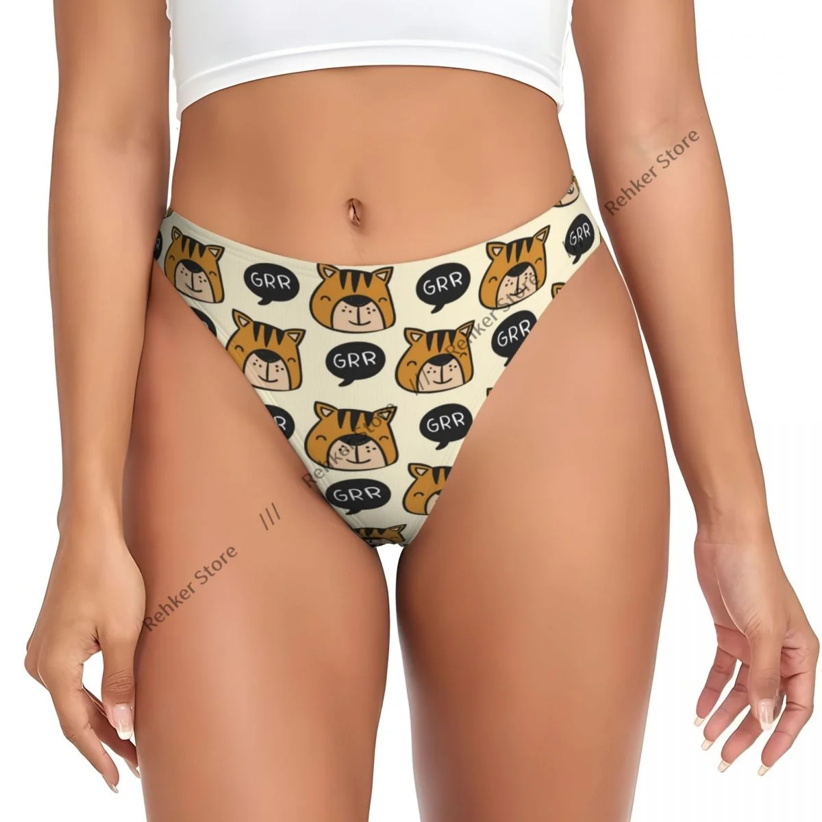 

Thongs For Women V Waist G-String Panties Cute Cats Print Underwear Breathable Underpants