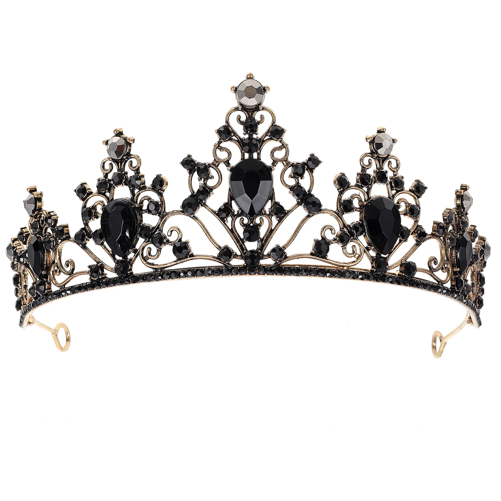 

Black Vintage Rhinestone Crown Elegant Wedding Tiara Hair Accessories Party Headdress Crystal Stylish Long Lasting Comfortable