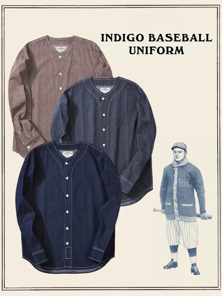 

Мужская футболка American Sle Baseball Collar с длинным рукавом, хлопок, с цветными полосками, эффект утяжки, свободный крой