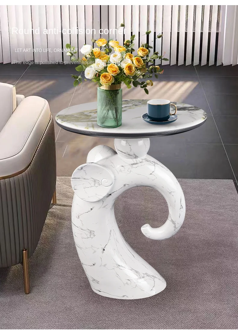 Home Decor Elephant Statue Side Tables Living Room Round Tea Table Bedroom Bedside Table Creative Animal Sculpture Coffee Tables