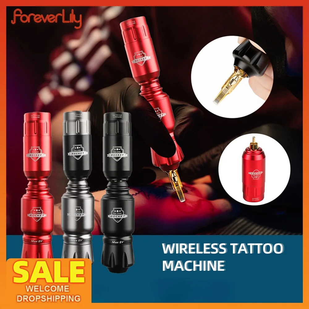 

Rocket Mini Rotary Tattoo Machine Pen Powerful Tattoo Power Supply RCA Interface Rotary Wireless Tattoo Set Kit Permanent Makeup