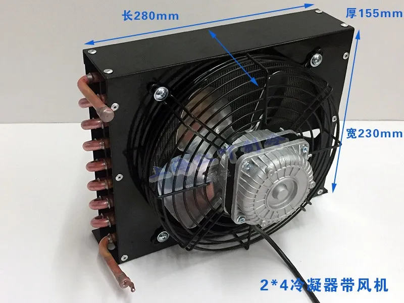 2*4 Radiator copper tube aluminum fin wind water cooling evaporator refrigerator cabinet heat exchange cooler cold row