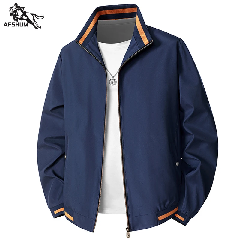 سترات رجالية جديدة لفصل الربيع والخريف سترات بلون سادة سترات غير رسمية للرجال ذات جودة عالية وياقة واقفة مقاسات