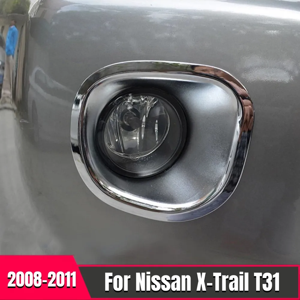 For Nissan X-Trail X Trail T31 2008 2009 2010 2011 ABS Chrome Front Fog Light Lamp Cover Trim Auto Foglight Exterior Accessories