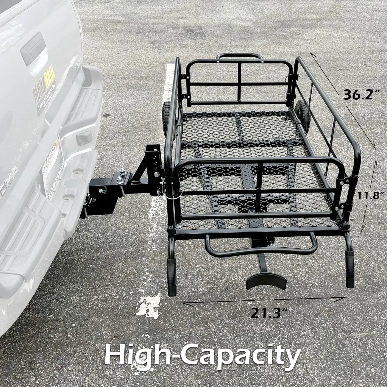 Robuster zusammenklappbarer Wagenwagen, 400 Pfund Kapazität mit flachen freien Reifen für Campingausrüstung, Strandausflüge, Outdoor-Abenteuer.