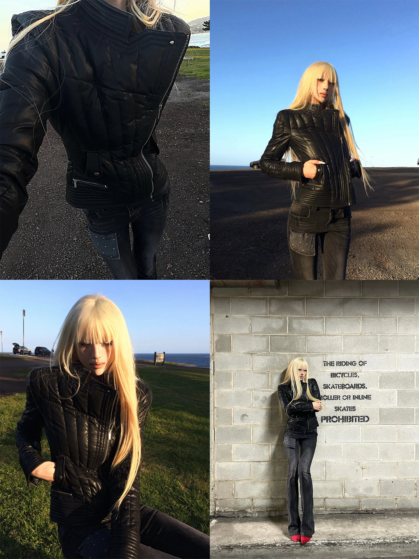 Black Short Quilted Duck down Jacket 90% Filling City  Rase Le Sol Women's Fashion Warm Zipper Sleeve Long Coat