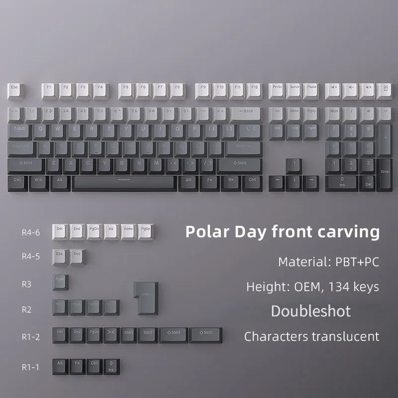 

Polar Day Keycap Gradient Style Stabilizer 6.25u Doubleshot Material OEM Profile for All MX Type Mechanical Keyboard