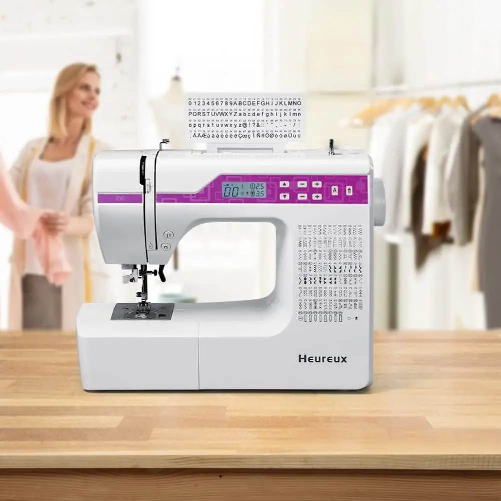 Sewing Machine Computerized And Quilting, 200 Built-In Stitches, Lcd Display, Z6 Automatic Needle Threader, Twin Needle，Purple