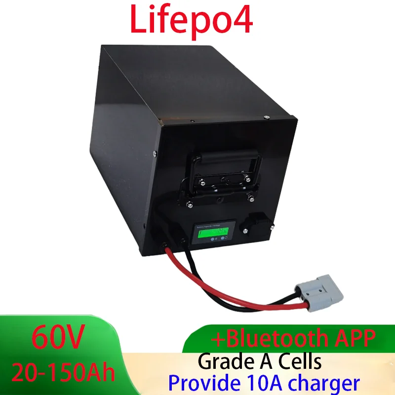 

60V 60Ah 80Ah 30Ah 60V 40Ah 100Ah 120Ah 150Ah lifepo4 Lithium battery with Bluetooth APP BMS for Scooter boat
