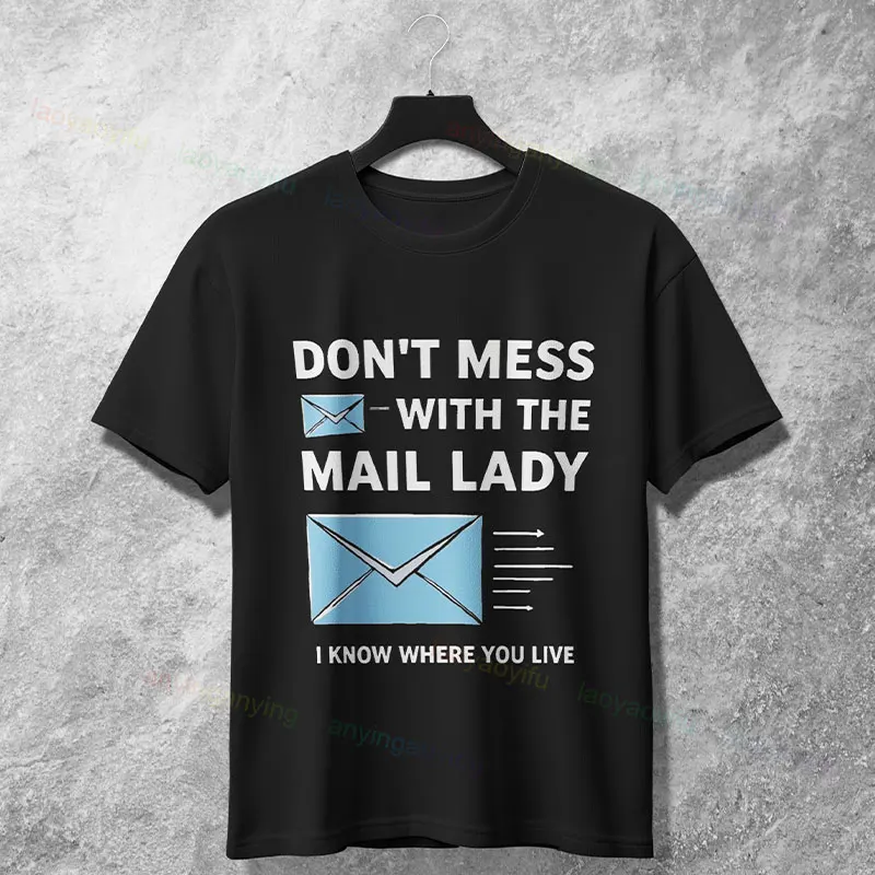 مضحك "لا يجب أن تكون مجنونًا في العمل في مكتب البريد" شعار الجرافيك تي شيرت القطن الخالص قصيرة الأكمام الفكاهة نمط التي شيرت