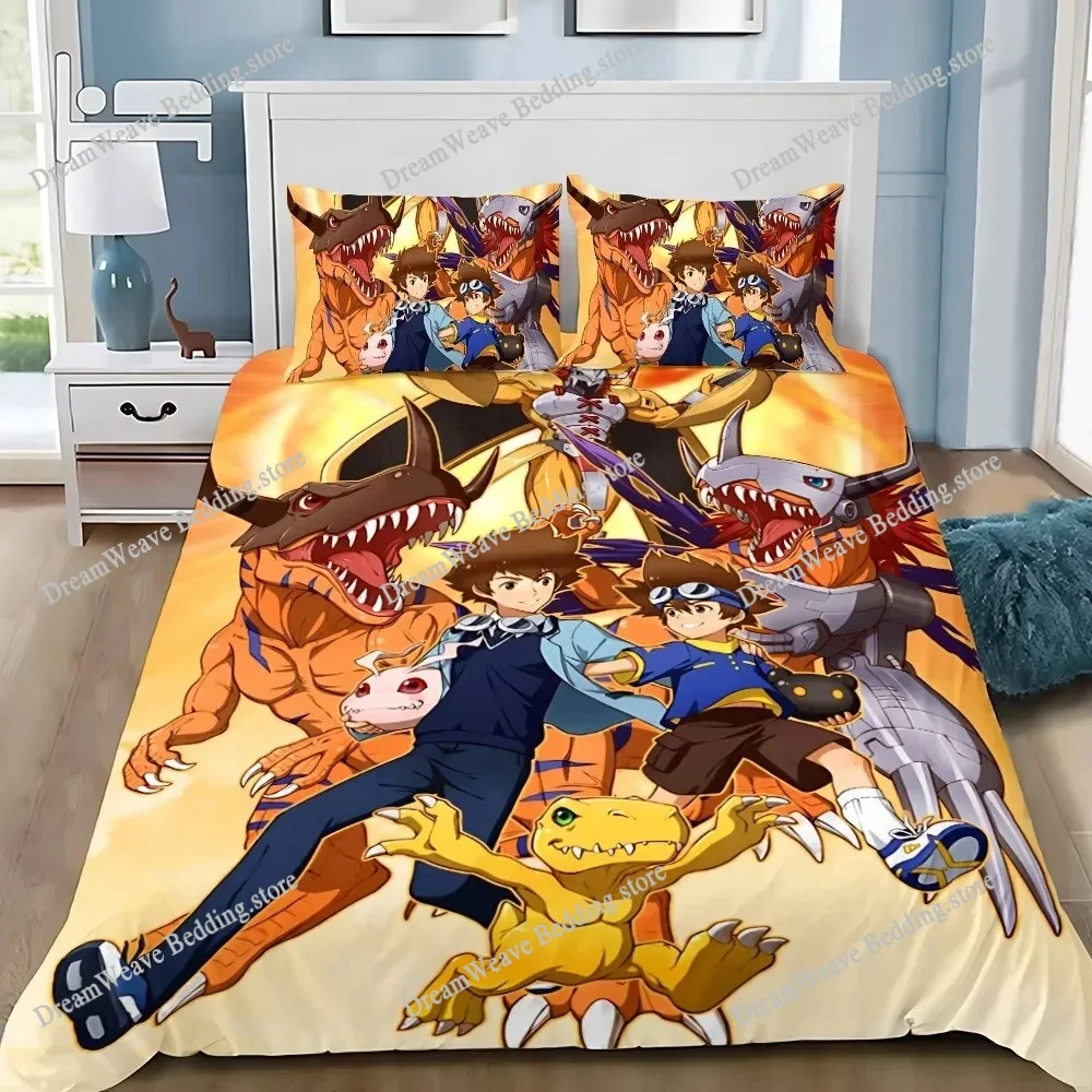 

3D Printing Digimon Cartoons Bedding Set Duvet Cover Bed Set Quilt Cover Pillowcase Comforter King Queen Size Boys Adult Bedding