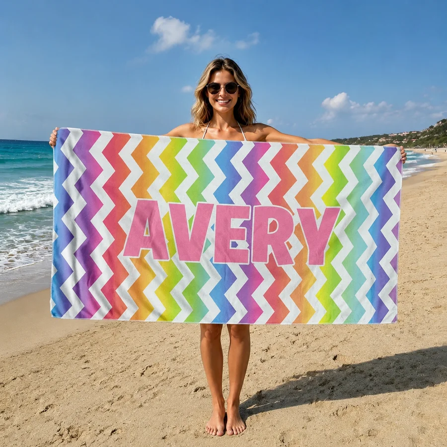 1 Fashionable Colorful Striped Beach Towel, Quick-Drying and Water-Absorbent Swimming Beach Towel, Vacation Essential Suitable for Beach, Swimming Pool, Camping, and Vacation