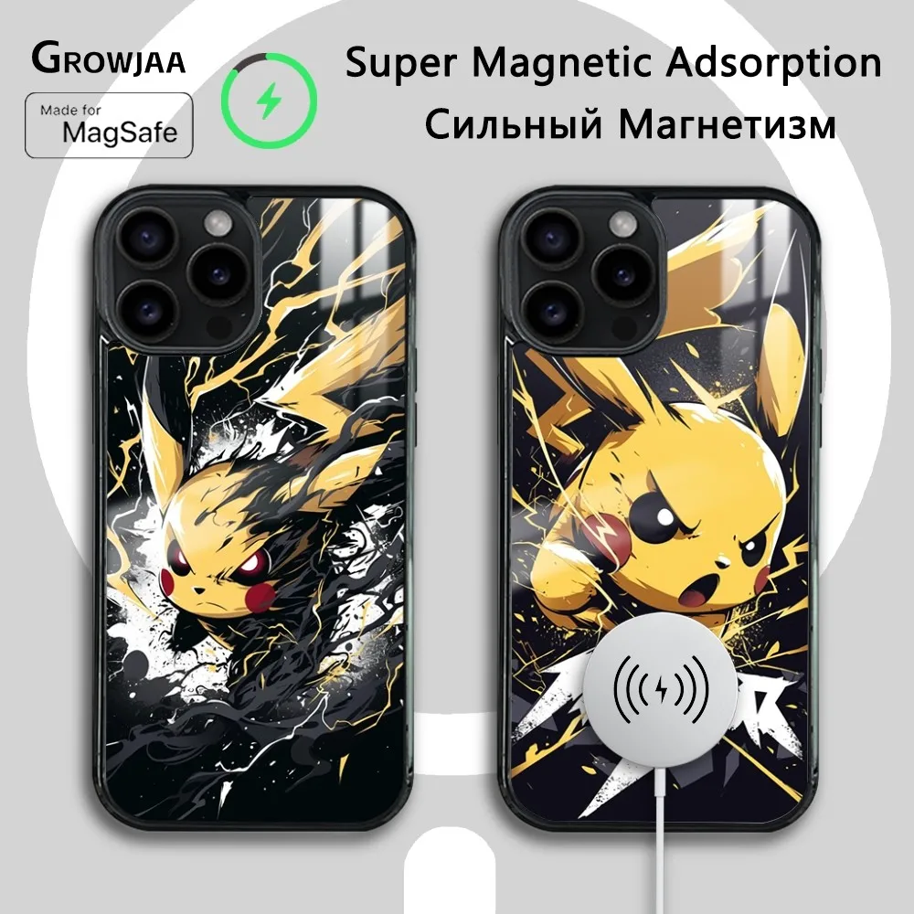 Pikachu Pokemon Phone Case For iPhone 16 15 14 13 12 11 Pro Max Plus Mini New Magsafe Mirror Wireless Magnetic Cover