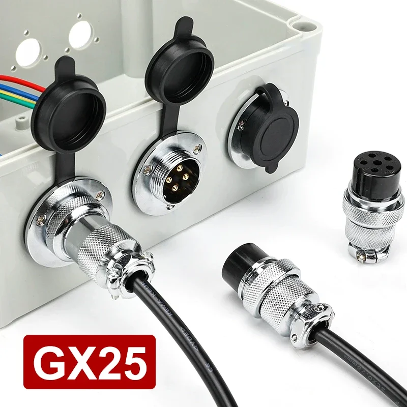 GX25 2 3 4 5 6 7 8 9 10 12 Pin Aviation Glod-plated Socket Plug AE Female Flange Seat Plug Threaded DF25M Soldering Connector