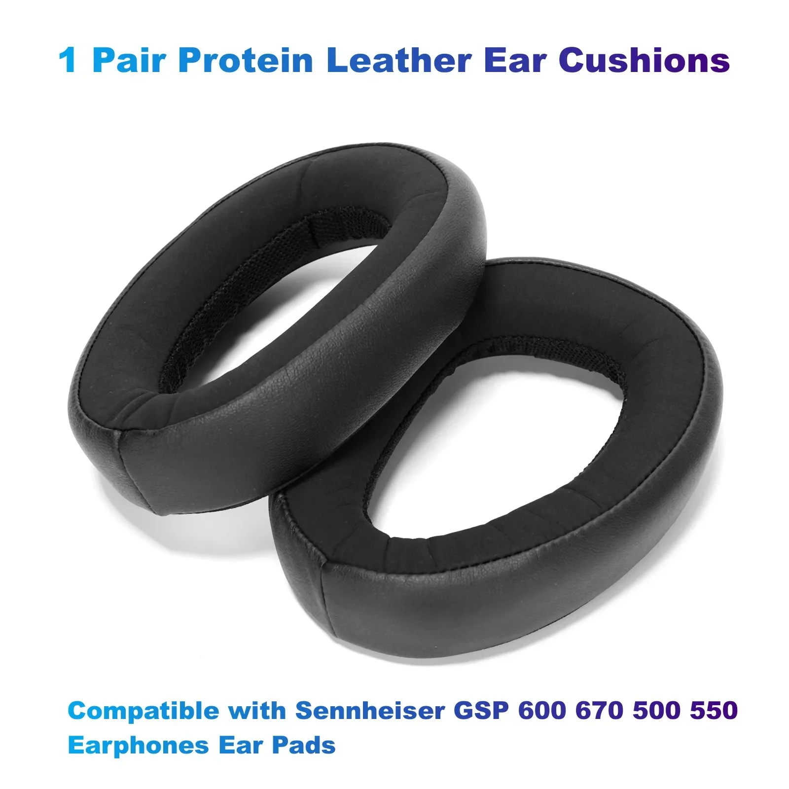 

1 Pair Protein Leather Ear Cushions Replacement Compatible with Sennheiser GSP 600 670 500 550 Earphones Ear Pads