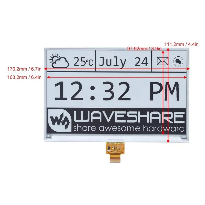 Pantalla Epaper Eink de 7,5 pulgadas, Kit de expansión para RPI, Raspberry Pi 0, Zero 2, 3B, 3, 4, modelo B, 5, extensión