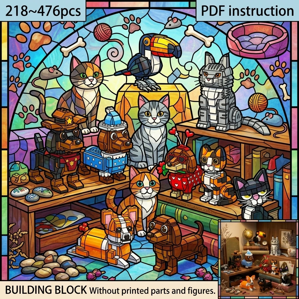 

Corgi Dachshund Cat Puppy MOC Classic Pet Animal Figure Building Blocks Display Model Desk Decor Adult Brick Set