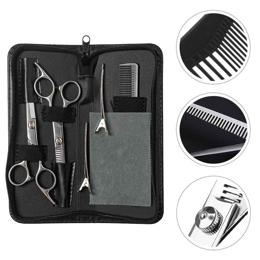 

7pcs Hair Cutting Scissors Set Stainless Steel Barber Trimming Shears Ergonomic Design For Men Women Pets With Case
