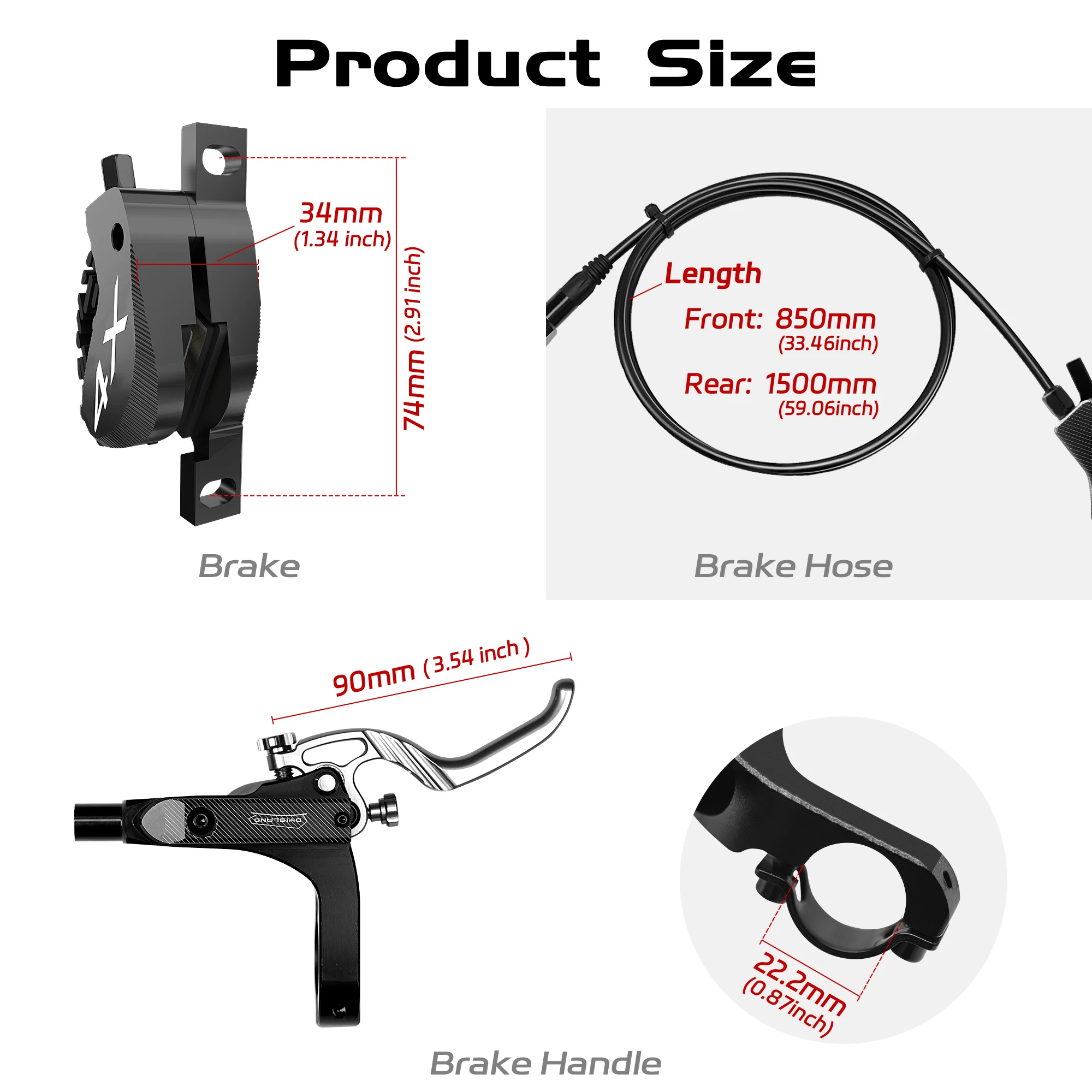 DYISLAND 4-Pistons MTB Hydraulic Disc Brake Set With Cooling Brake Pads Mountain bike Oil Pressure Caliper Clamp Brake