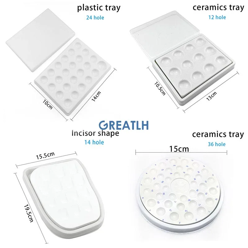 1pcs Dental Lab Mixing Watering Moisturizing Plate Ceramic Palette with Transparent Cover 12/24/36 Slot Dental Supplies