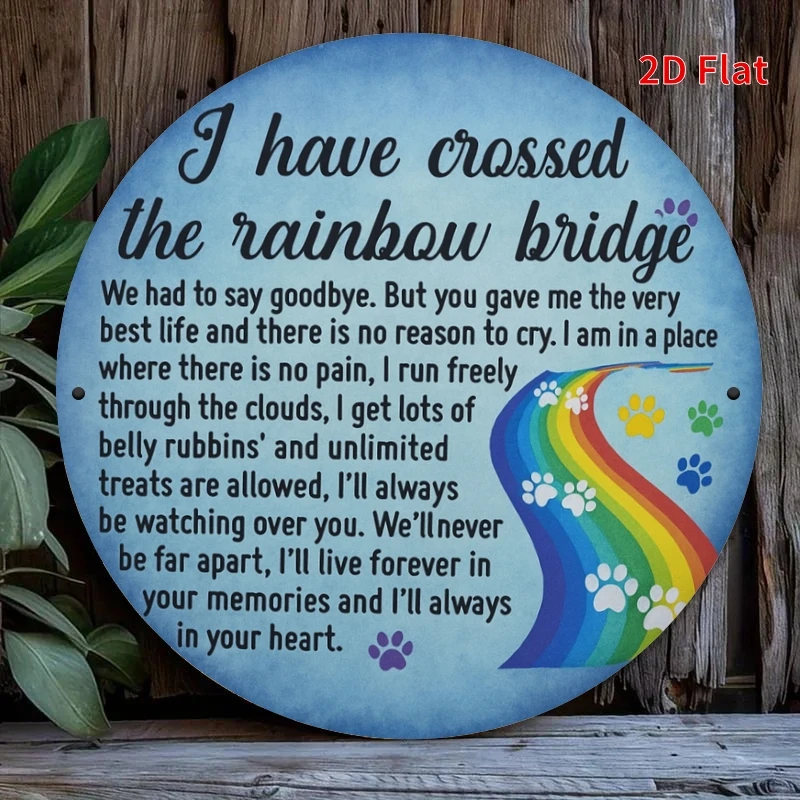 Impression plate 2D, souvenir pont arc-en-ciel, design de plaque métallique, adapté à la décoration de la maison, du bureau, de la chambre, du café, du garage.