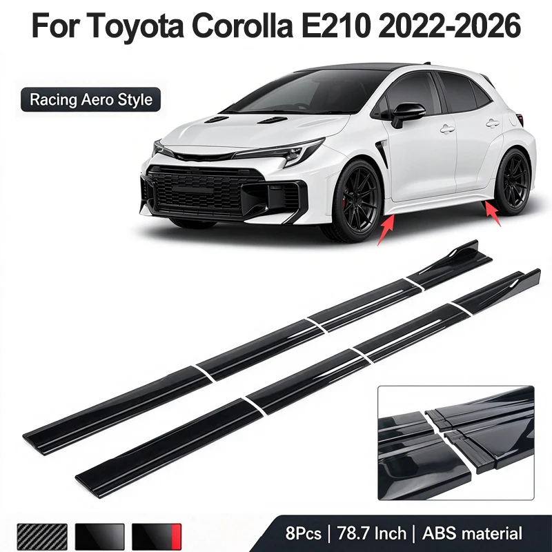 78.7inch/2m Sectional Side Skirt Extension Lips For Toyota Corolla E210 2022-2026 2023 2024 Racing Side Spoiler Car Mod Body Kit