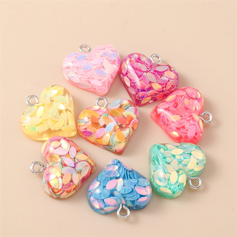 

20pcs 18x19mm Cute Colorful Resin Love Heart Charms Pendants for Jewelry Making Earrings Necklaces Bracelets DIY Crafts Supplies
