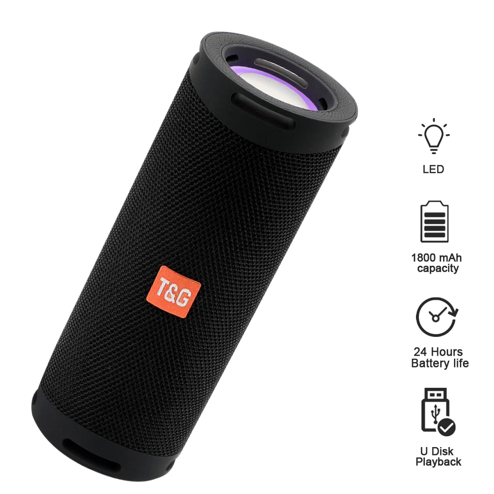 TG289 Wireless Portable Outdoor Bluetooth-compatible Speaker BoomBox Waterproof Color Light Stereo Column Support USB/TF/FM