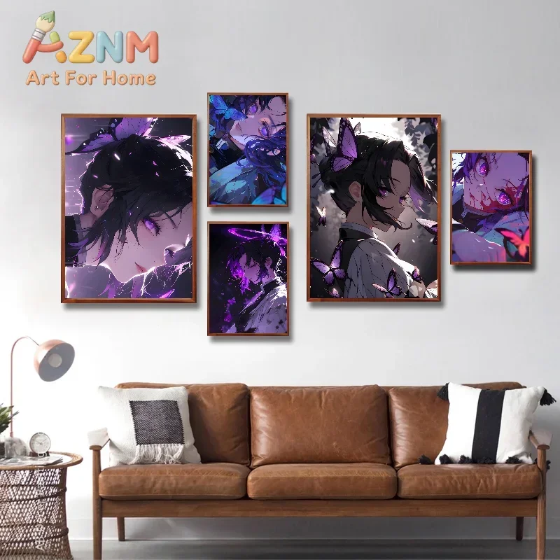 AZNM Demon Slayer Shinobu Kocho Anime Canvas Wall Art Frameless Print Poster for Home Bedroom Living Room Wall Decor