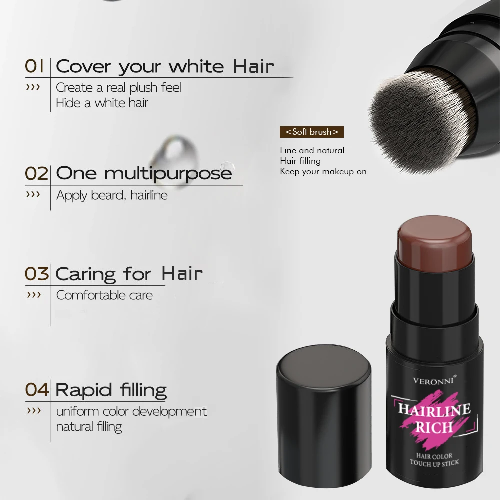 5 ألوان مقاومة للماء لخافي عيوب الشعر - غطاء فوري للشعر الرمادي، مظهر طبيعي، مقاوم للعرق ويدوم طويلاً للرجال والنساء