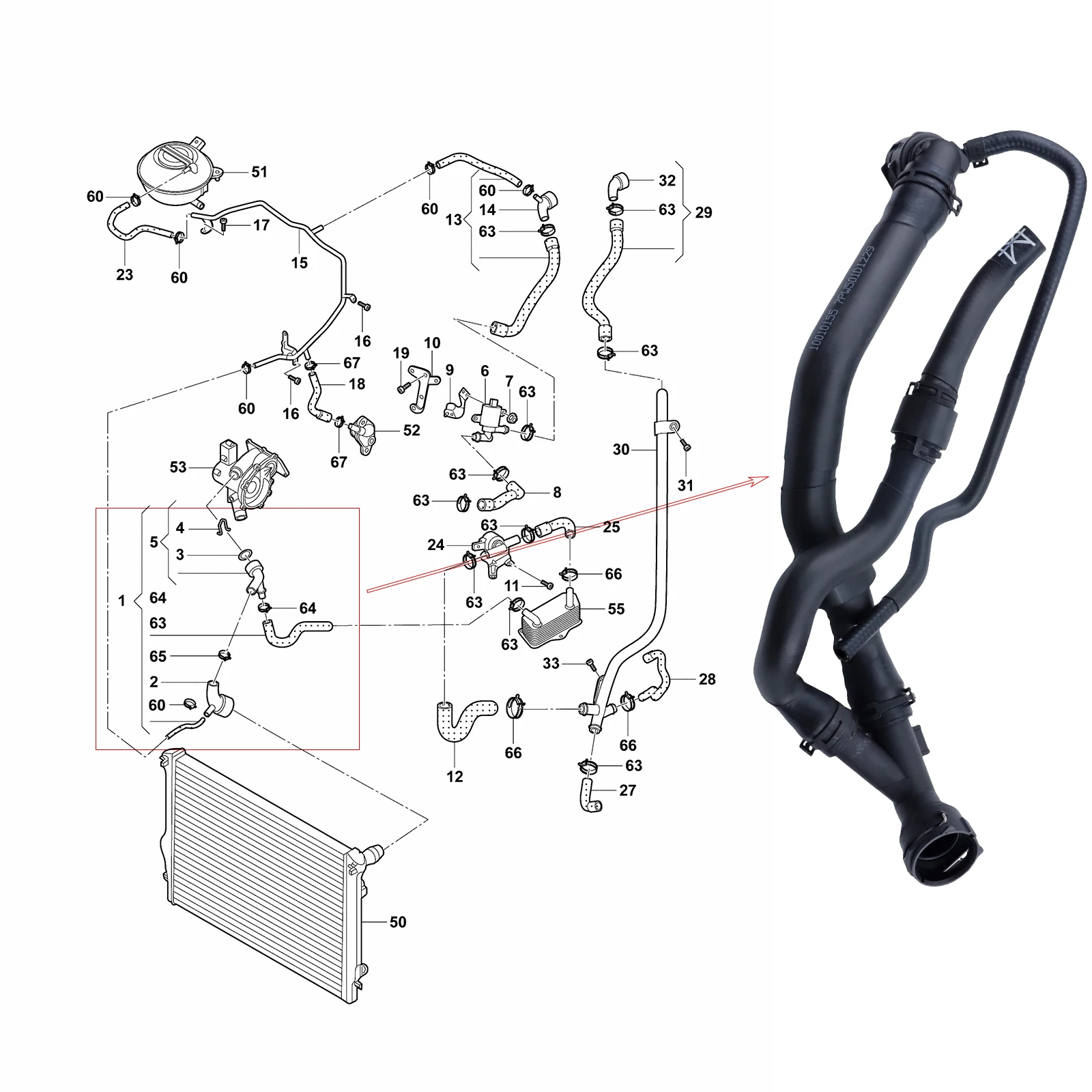 Upper Radiator Hose For AUDI A3 Limousine/Sportback 2015-2017 VW MAGOTAN 2016-2019 SKODA SUPERB 2015-2019 5Q0122101EE