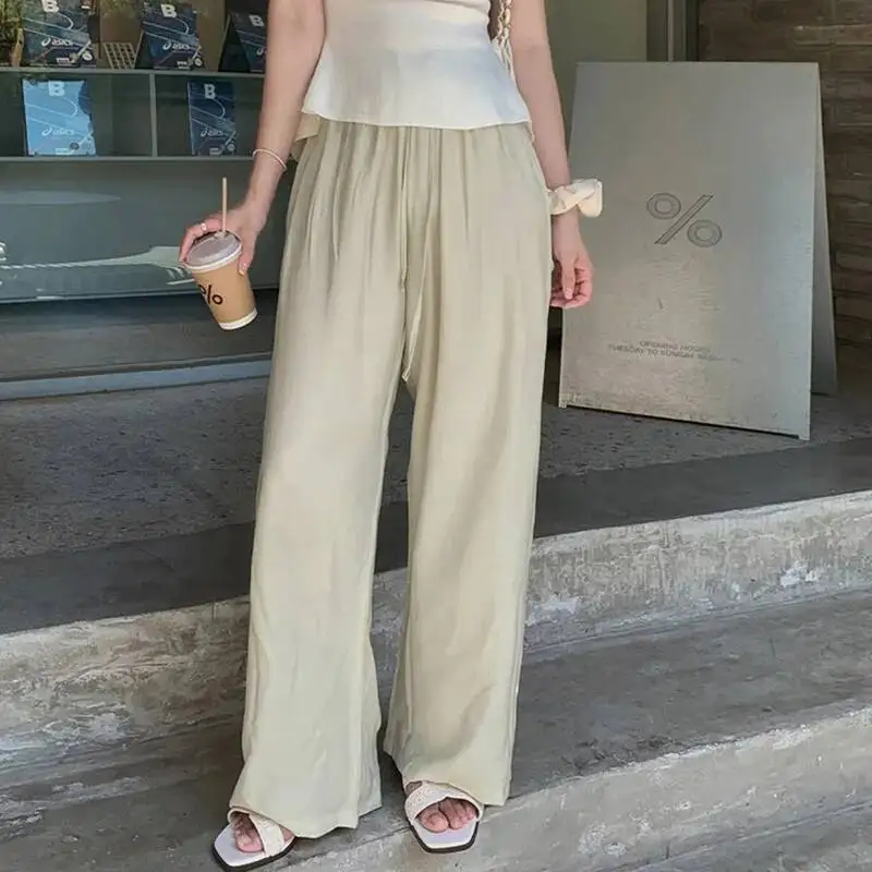 

Новые корейские элегантные модные однотонные свободные брюки для женщин, универсальные повседневные брюки, модные сексуальные женские брюки M6ET