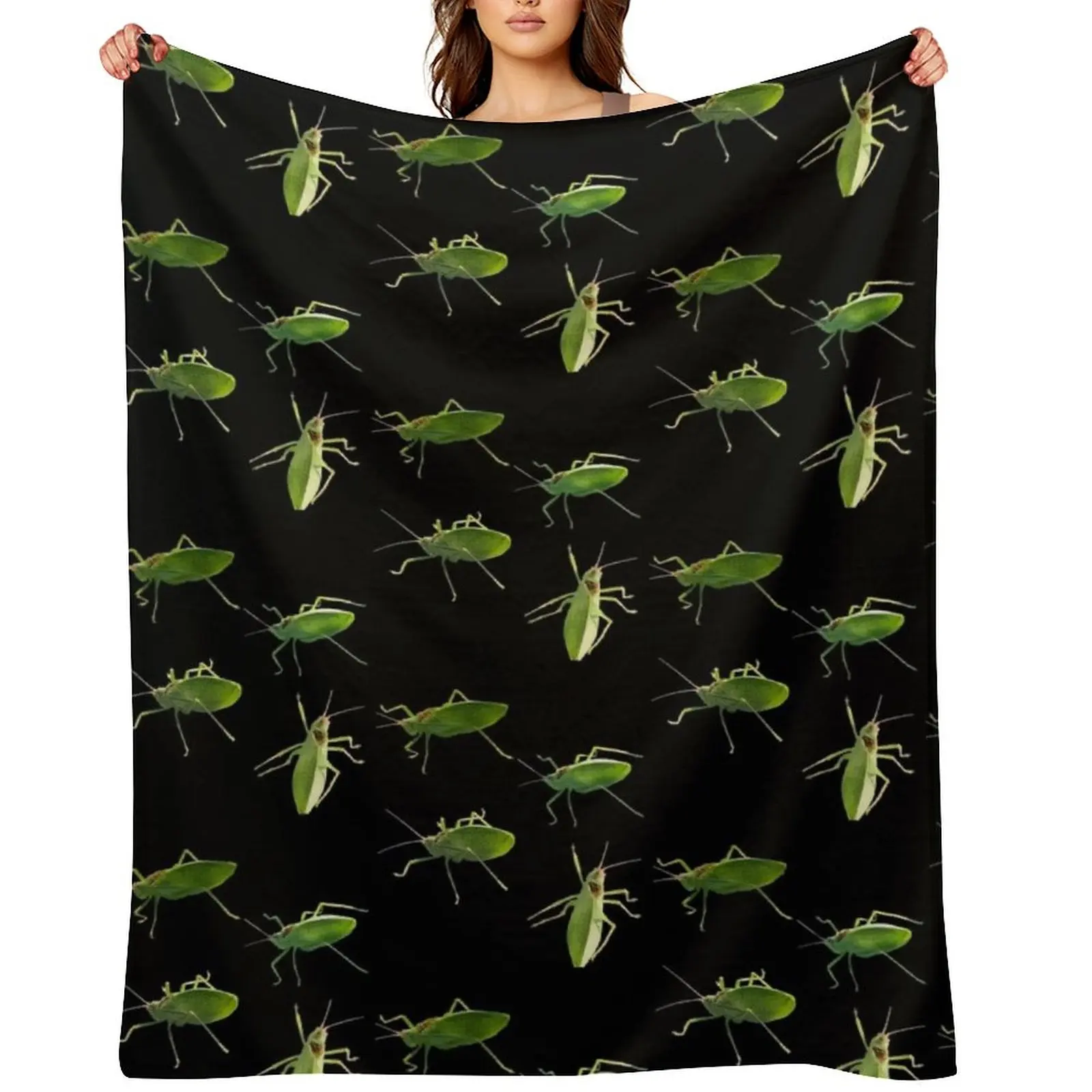 

Katydids Throw Blanket Picnic Flannels Beach Soft Plush Plaid Blankets