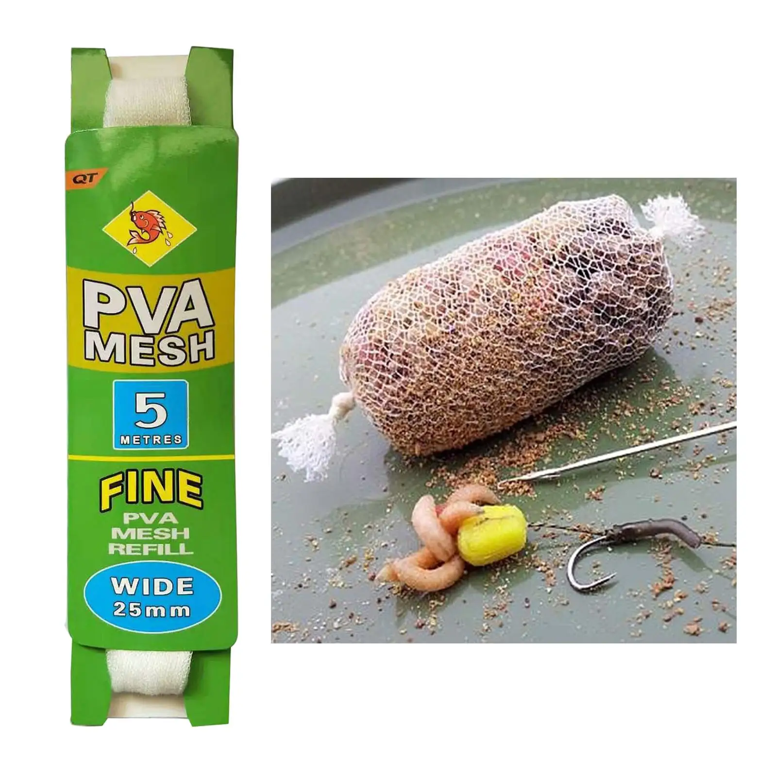 25/37mm Wide Water Soluble Fishing Mesh PVA Refill Carp Fishing Stocking Boilie Rig Wrap Bag