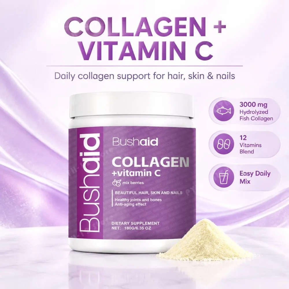 Hydrolyzed Marine Collagen Peptides Powder with Vitamin C & Biotin for Women Hair, Skin, Nails, Joint & Anti-Aging Support 180g
