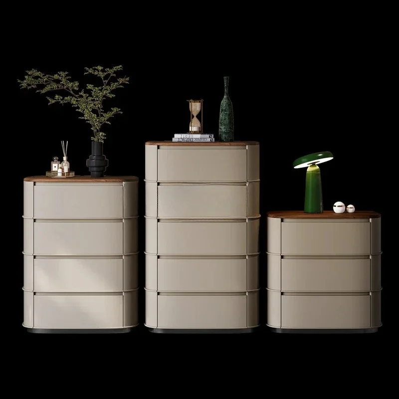 A  Light luxury chest of drawers Customized black walnut bedroom Storage storage drawer Three four six cabinets Standing cabinet