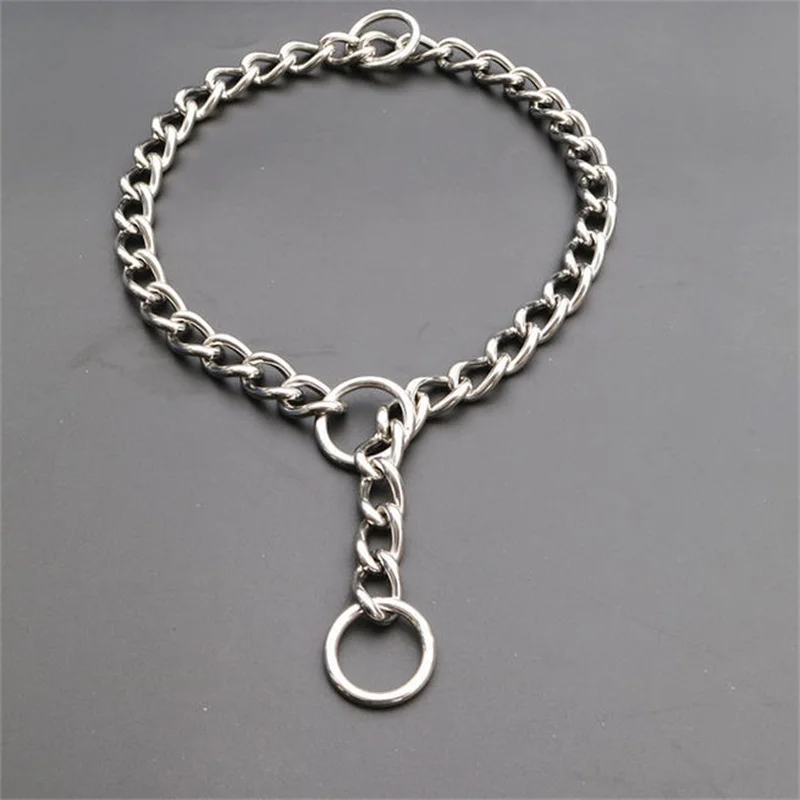 35-65cm Edelstahl Hundehalsband Silber Kubanische Gliederkette Würgehalsband Starkes Slip-Hundehalsband für Kleine Mittlere Große Hunde