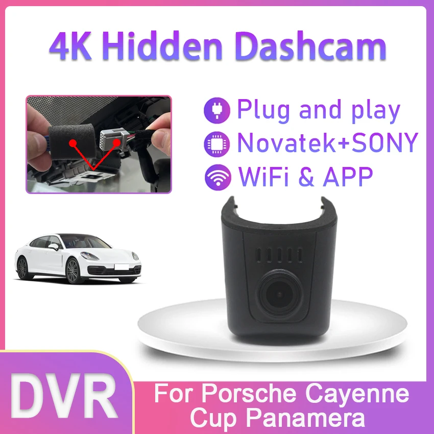 

4K 2160P Car DVR Plug and Play Dash Cam UHD Camera Video Recorder For Porsche Cayenne Cup Panamera 2018 2019 2020 2021 2022 2023