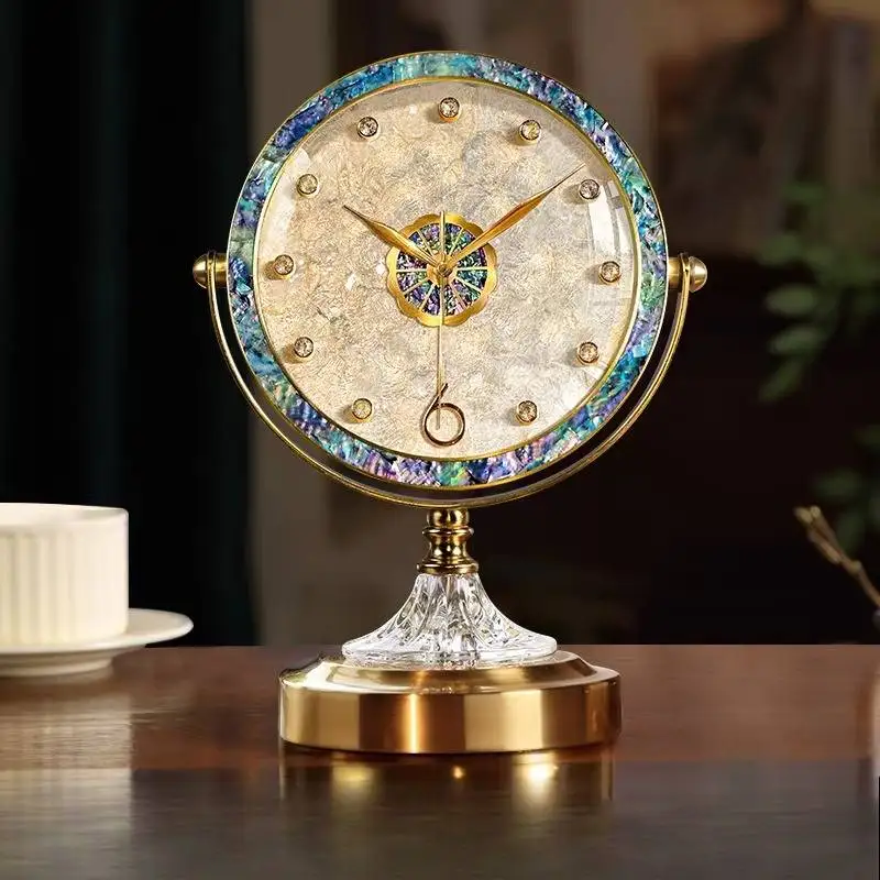 Metal Round Table Clock Unique Elegant Upgrade Bedroom Luxury Digital Clock Vintage Design Orologio Da Parete Room Decorations