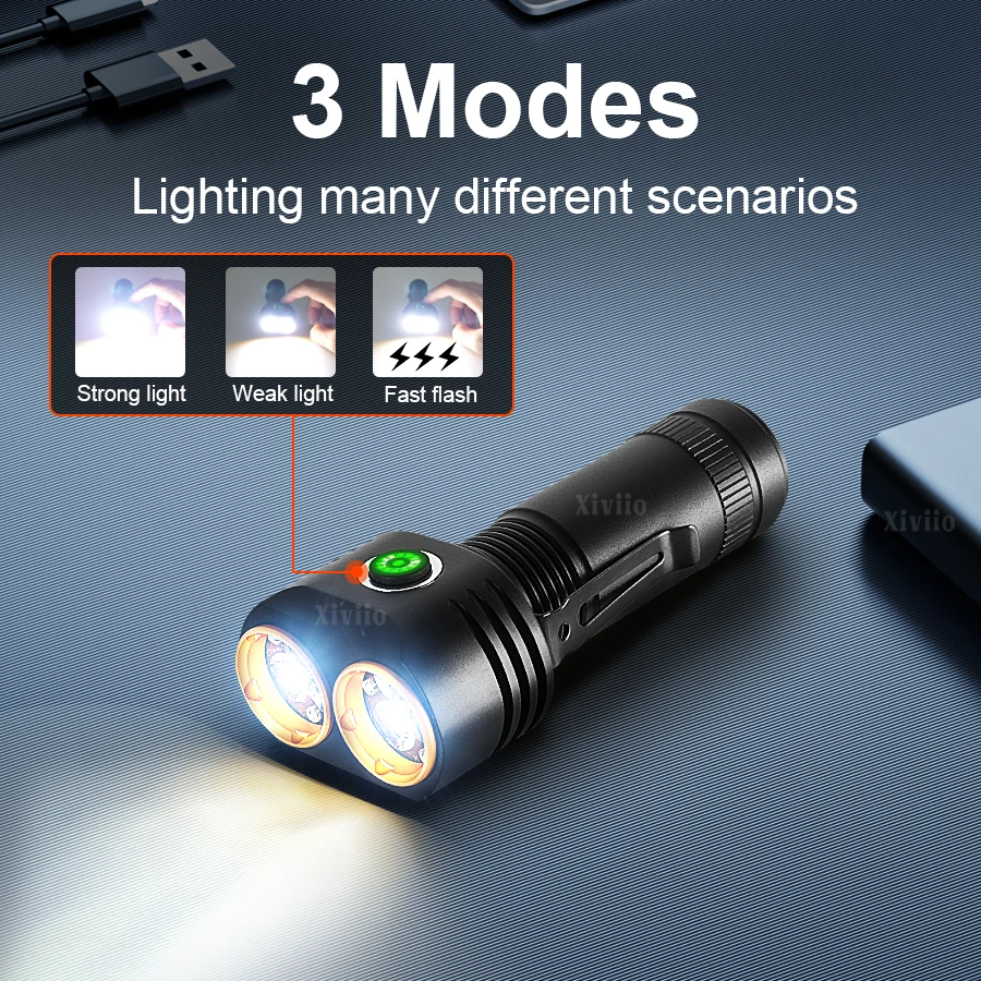 2025 6*LED Super Bright Mini LED Flashlight USB Rechargeable Multifunctional Lantern Powerful Emergency Outdoors Camping Lamp