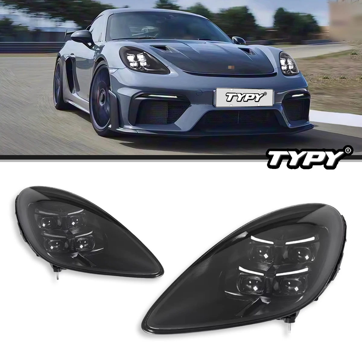 

Фары TYPY для Porsche Cayman 718 982 (2013-2023), модифицированные, с динамическими указателями поворота DRL, светодиодные, автомобильные аксессуары.