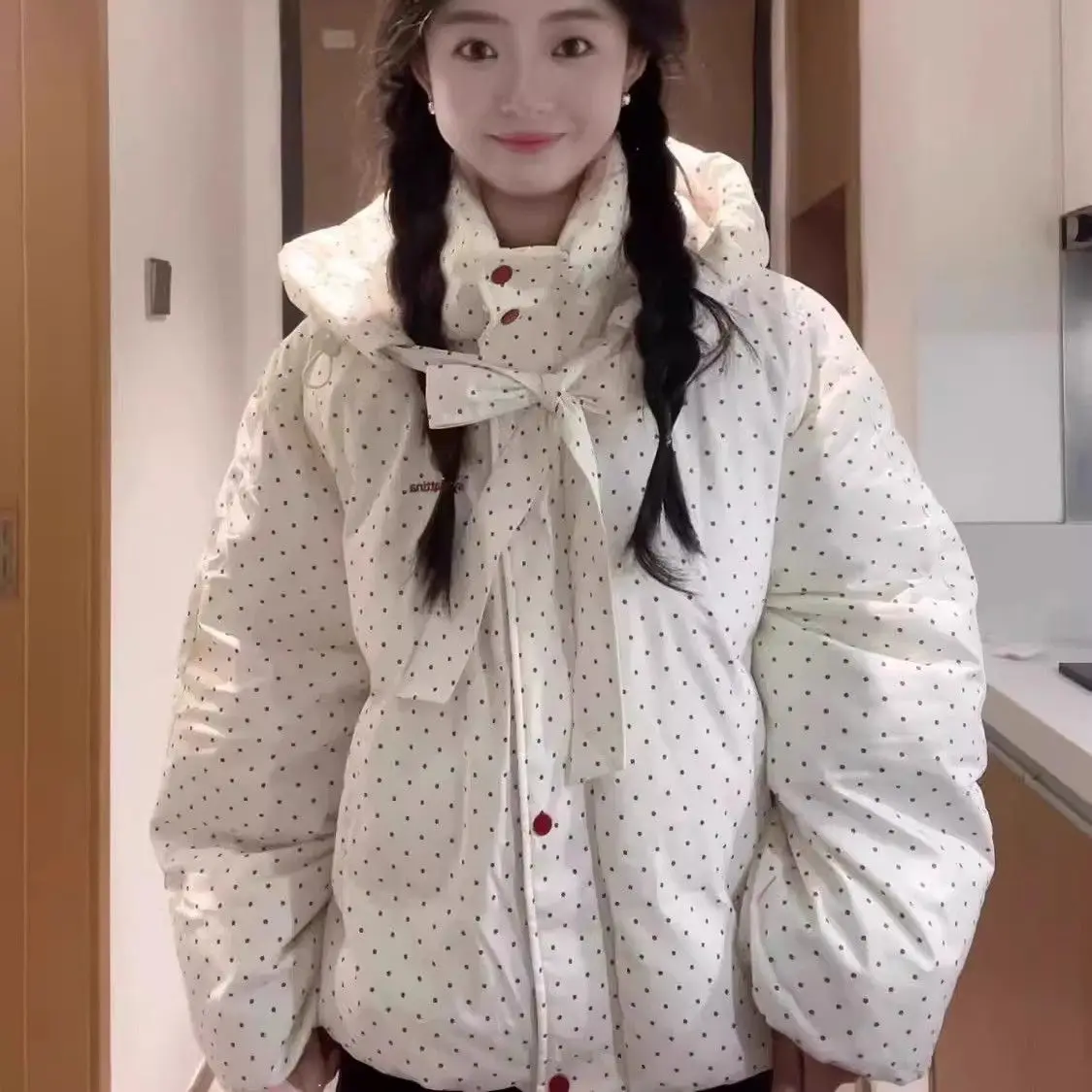 

Parkas Womens Knee Fall Modal Liner Diamond-Patterned Buttoned Diagonal Lining Uniform Attractive Classic Youthful Vertical Midi