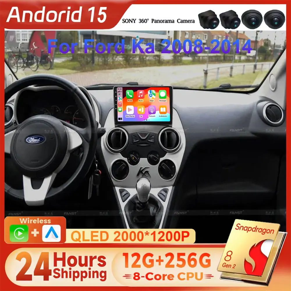 Android 16 Car Radio For Ford Ka 2008-2014 with GPS Navigation Android Auto Carplay WiFi Monitor Display Stereo No 2DIN