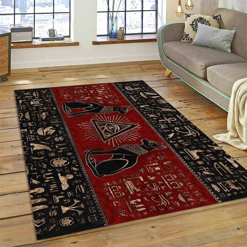 

Ancient Egyptian Mythological Ideographic Sign Symbols Carpet Rug for Home Living Room Bedroom Sofa Doormat Decor,Non-slip Mat