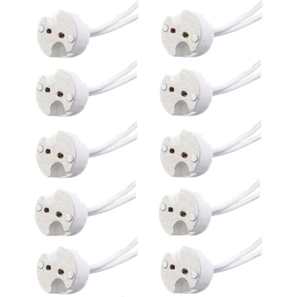 JOYINLED 10PCS MR16 GU5.3 Ceramic Lamp Socket Holder with Silicon Wire LED Halogen Bulb Base Fits MR11 Lighting