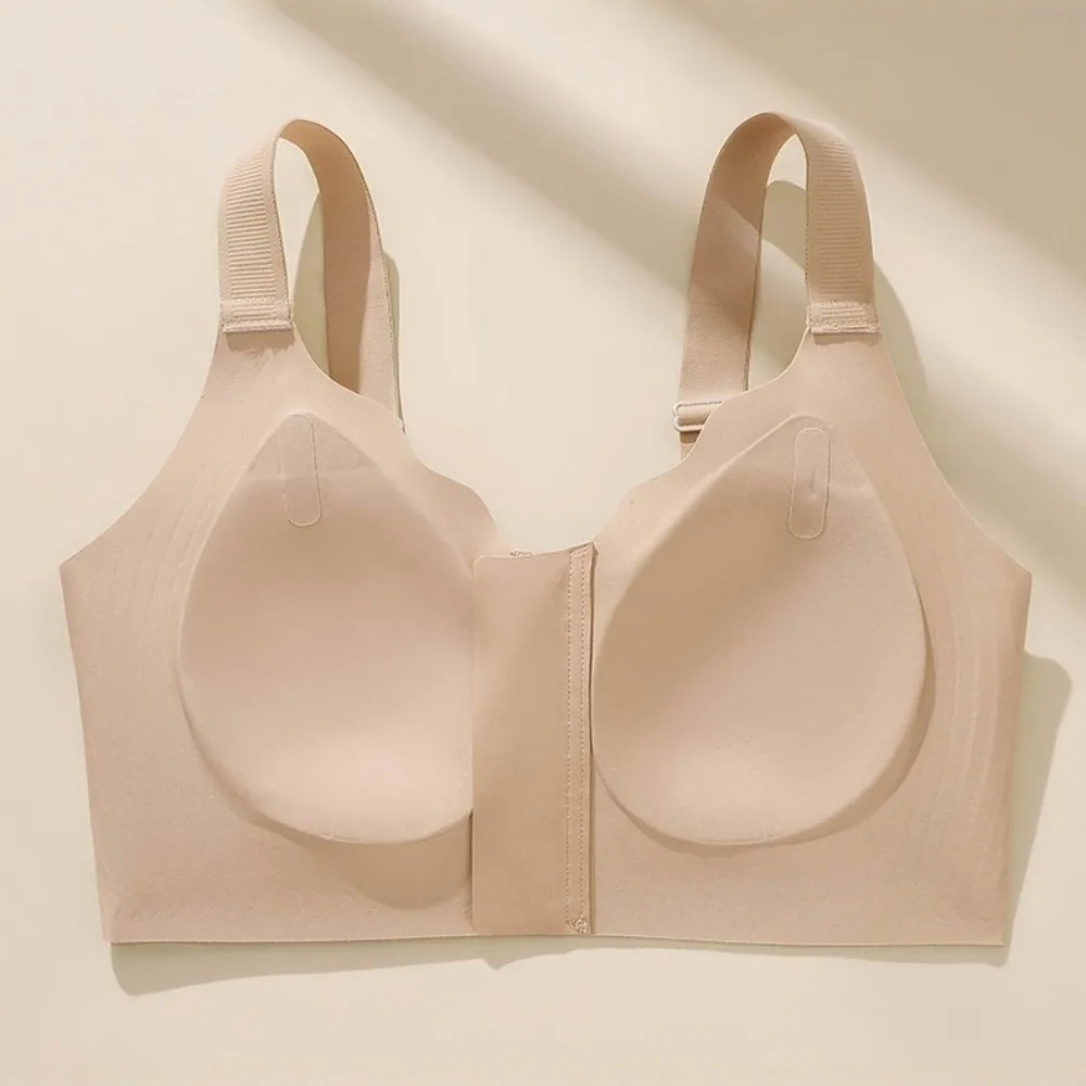 

Elastic Shock Absorption Front Zipper Bra Push Up Seamless Wireless Bra Fixed Cup Lingerie Women Underwear Outdoor Fitness