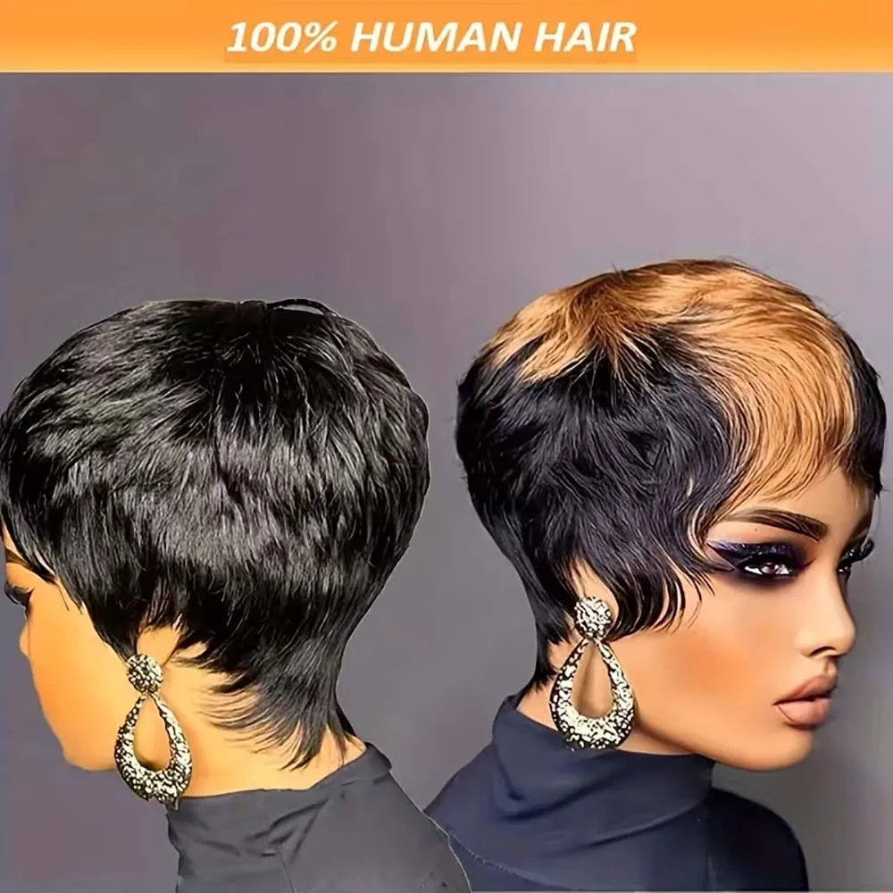 بني فاتح أومبير شعر طبيعي مفرود الباروكات قصيرة عابث قطع شعر مستعار مع الانفجارات قبل قطعها للنساء آلة صنع قبعة الشعر البرازيلي