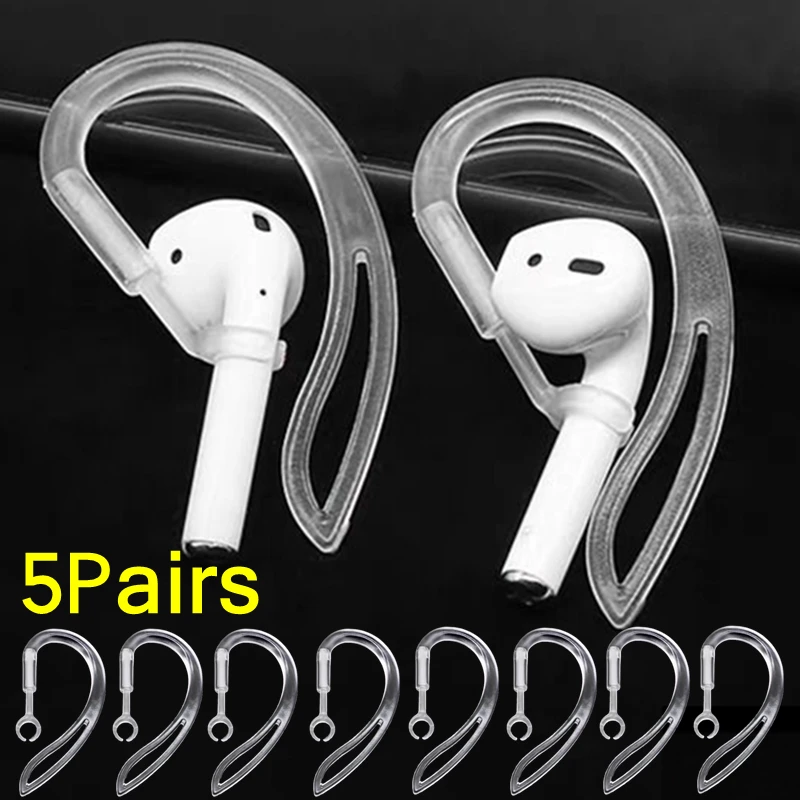 1/5Pairs Silicone Ear Hooks For Airpods 1/2 Anti-Slip Transparent Ear Hook Adjustable Clear Sports Outdoor Earhooks Tips Holder