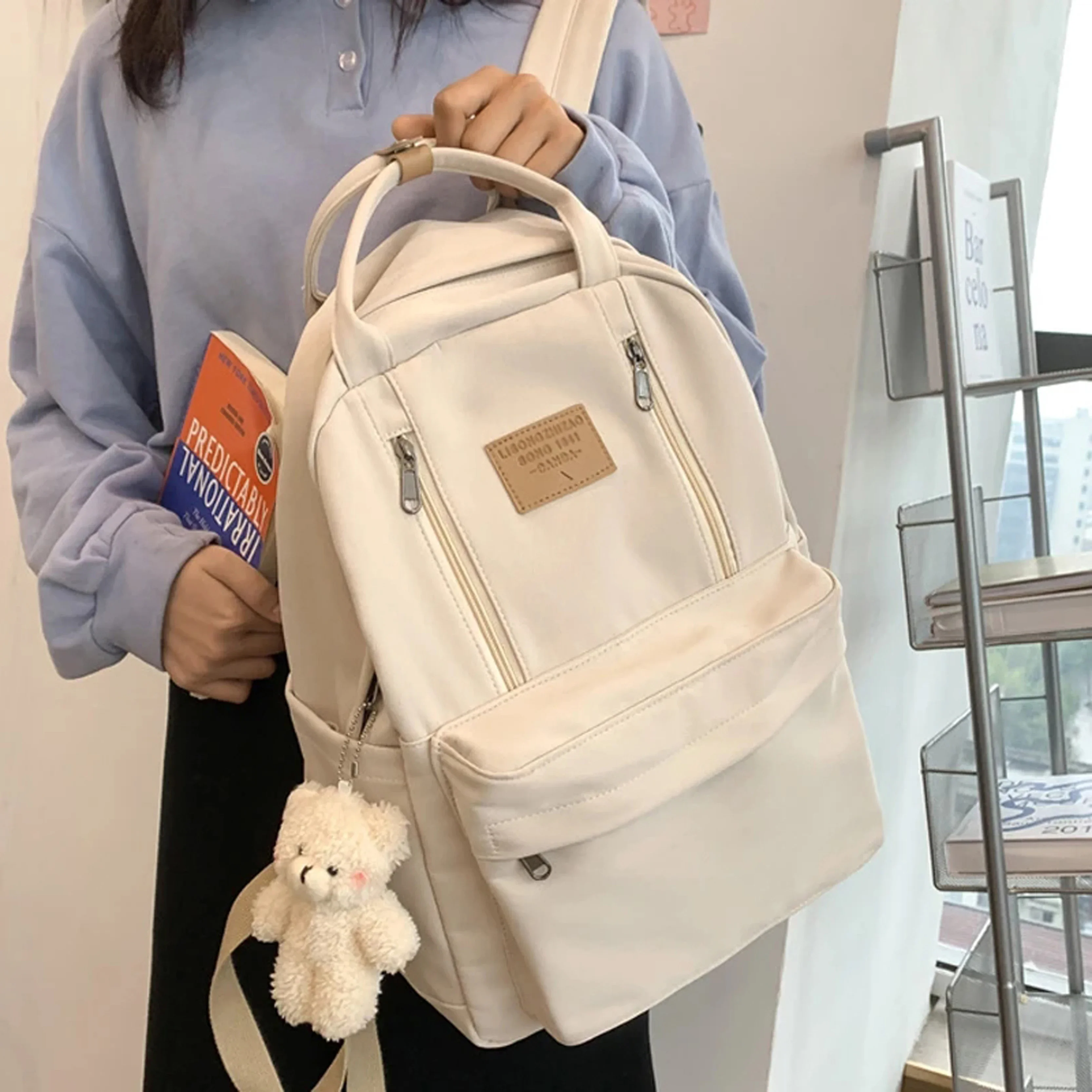 

Solid Color Women Backpack High Quality Youth Waterproof Backpacks for Teenage Girls Female School Shoulder Bag Bagpack