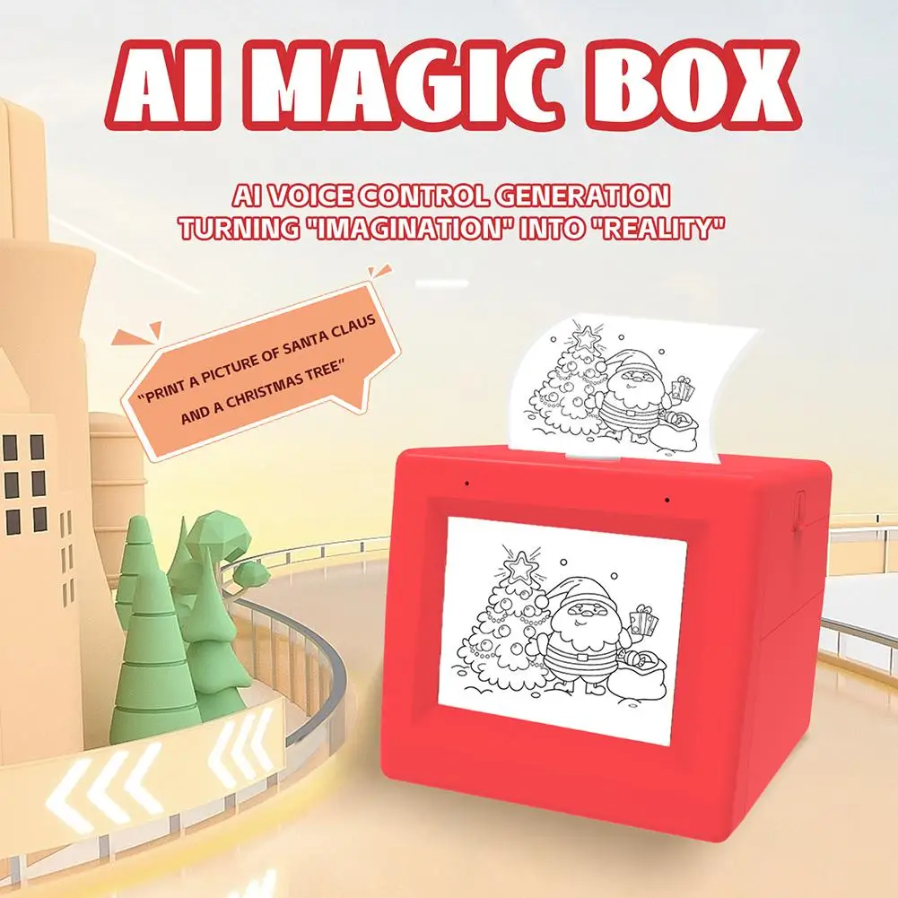 AI Magic Box Voice Control Portable HD Screen Printer for Kids Gift Drawing Printing Toy WIFI Android iOS thermal printer C9G9